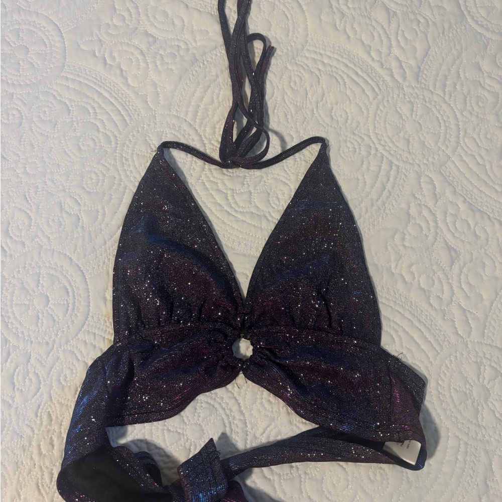 Cider Black Glitter Crop Top